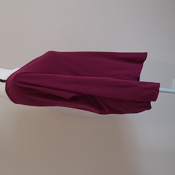Burgundy V-neck Top L Long Sleeve - Picture 3 of 5